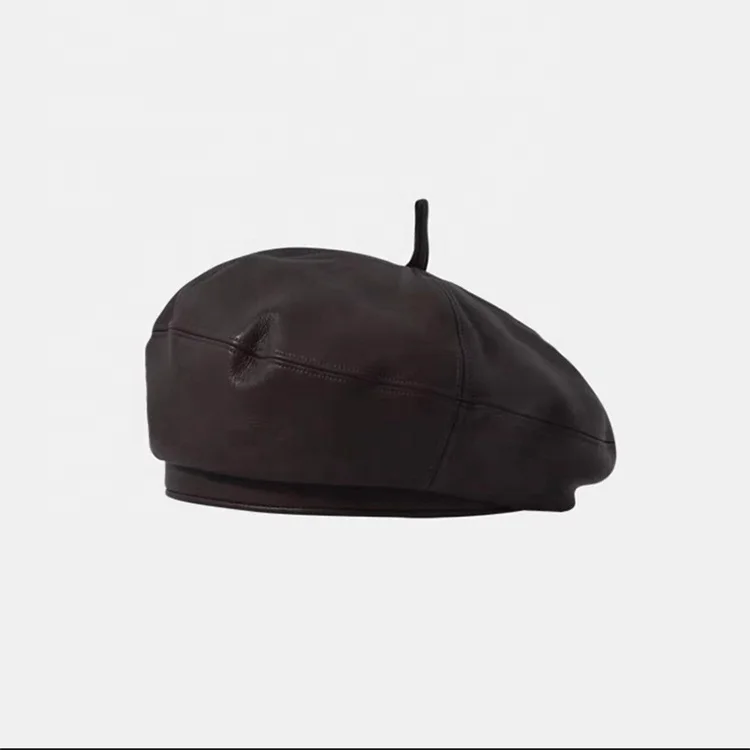 Wholesale ins Autumn Winter female vintage pu leather beret hat for women french style