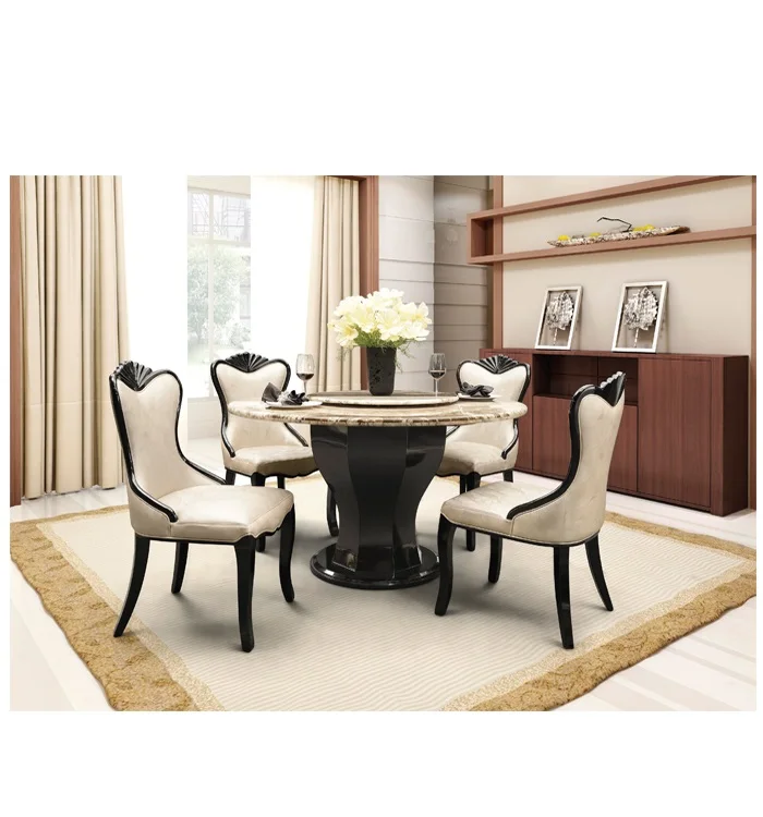 High Quality Marble Top Dining Set with 4 dining chairs for sale