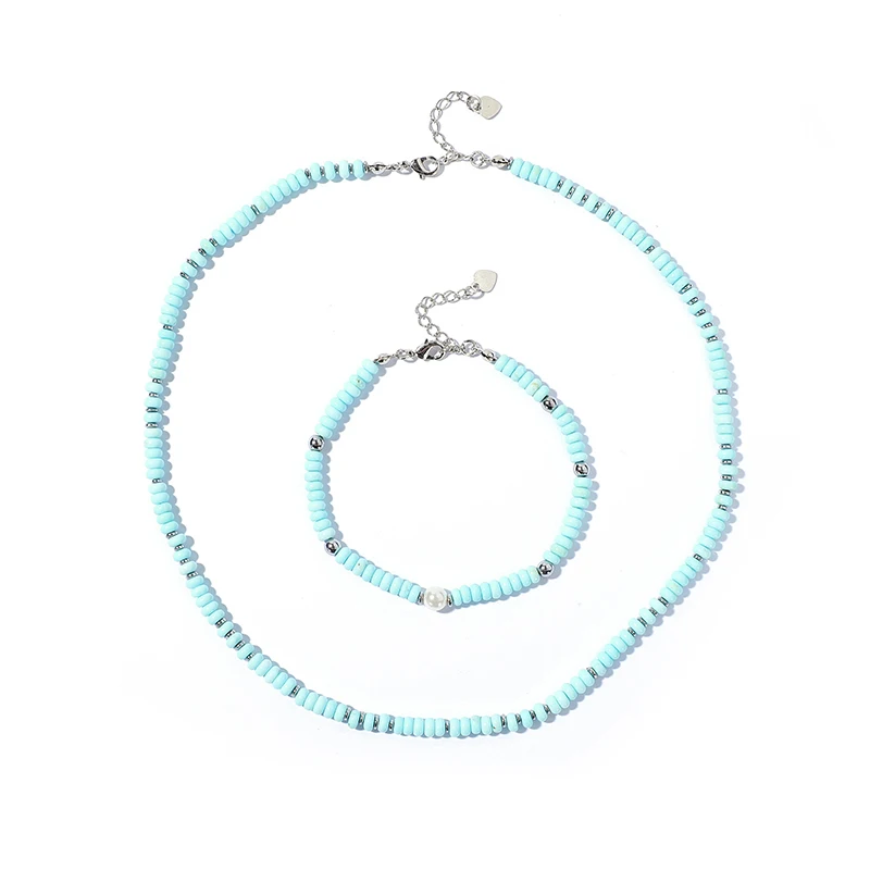 Bohemian Ethnic Style Necklace Women Handmade Beaded Blue Turquoise Black Choker S925 Silver Onyx Choker Custom Fashion Jewelry
