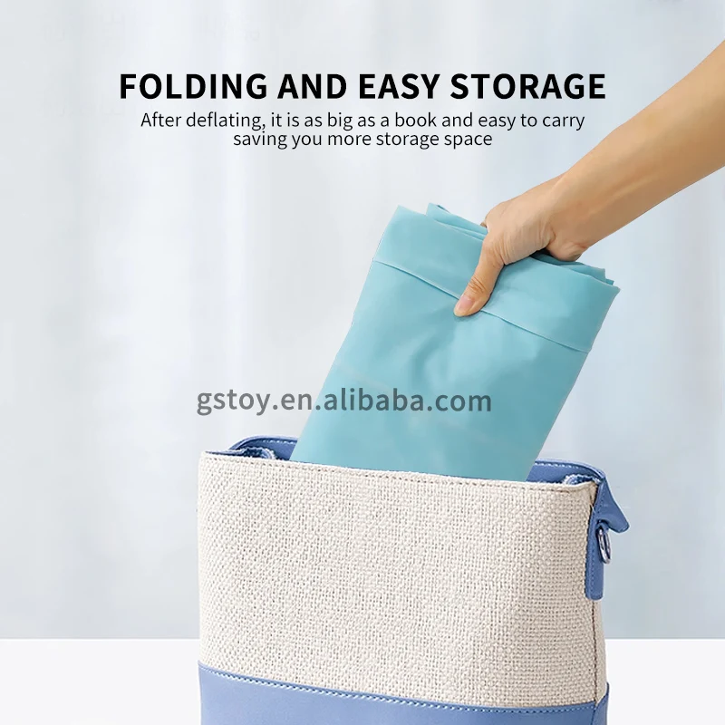 Portable flocked air footrest pillow cushion inflatable travel pillow for airplane