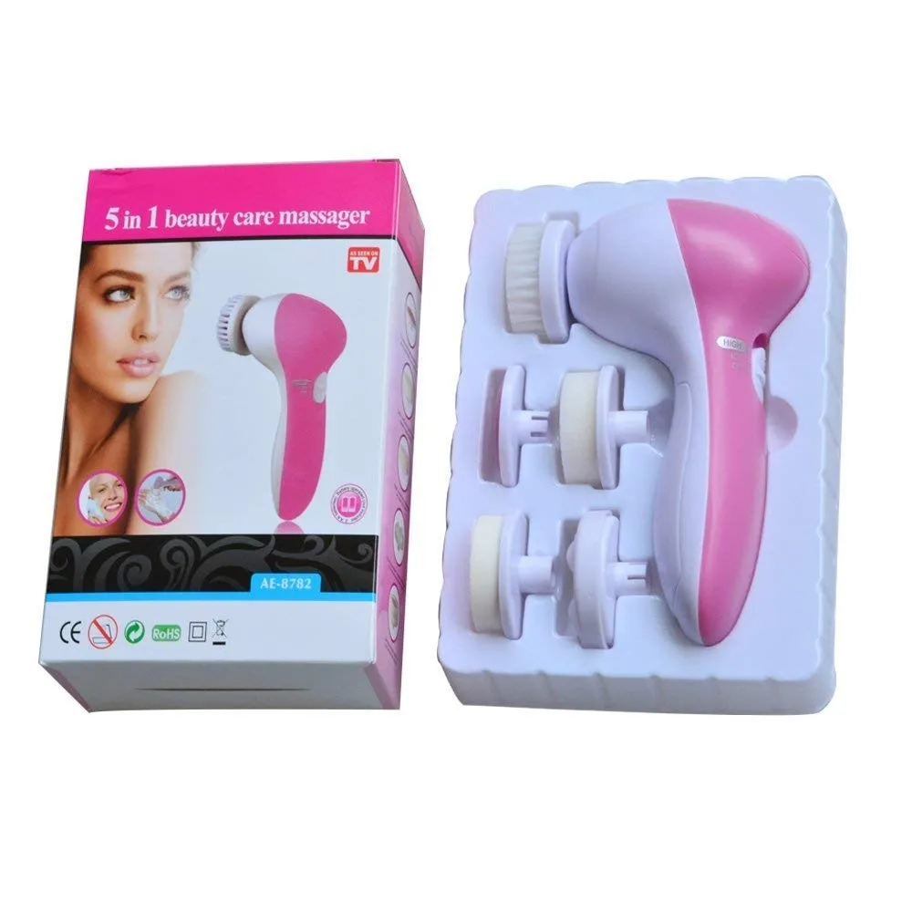 Vibrating Face Cleaner 5 in 1 Deep Pore Rotating  Massage Facial Cleansing Brush