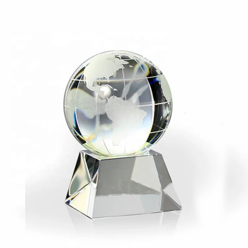 Office Decorative Souvenir Business Gifts Crystal Globe Ball World Paperweight for Desk Top Decoration