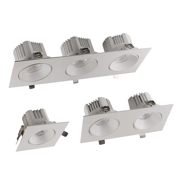 Hotel 12W*3 Three Square LED Anti Glare Spotlight Recessed Grille Light COB Downlight