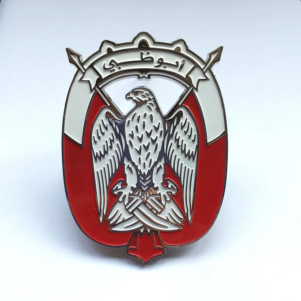 Ready stock UAE ABU DHABI falcon car badges soft enamel  silver/gold plated car emblem