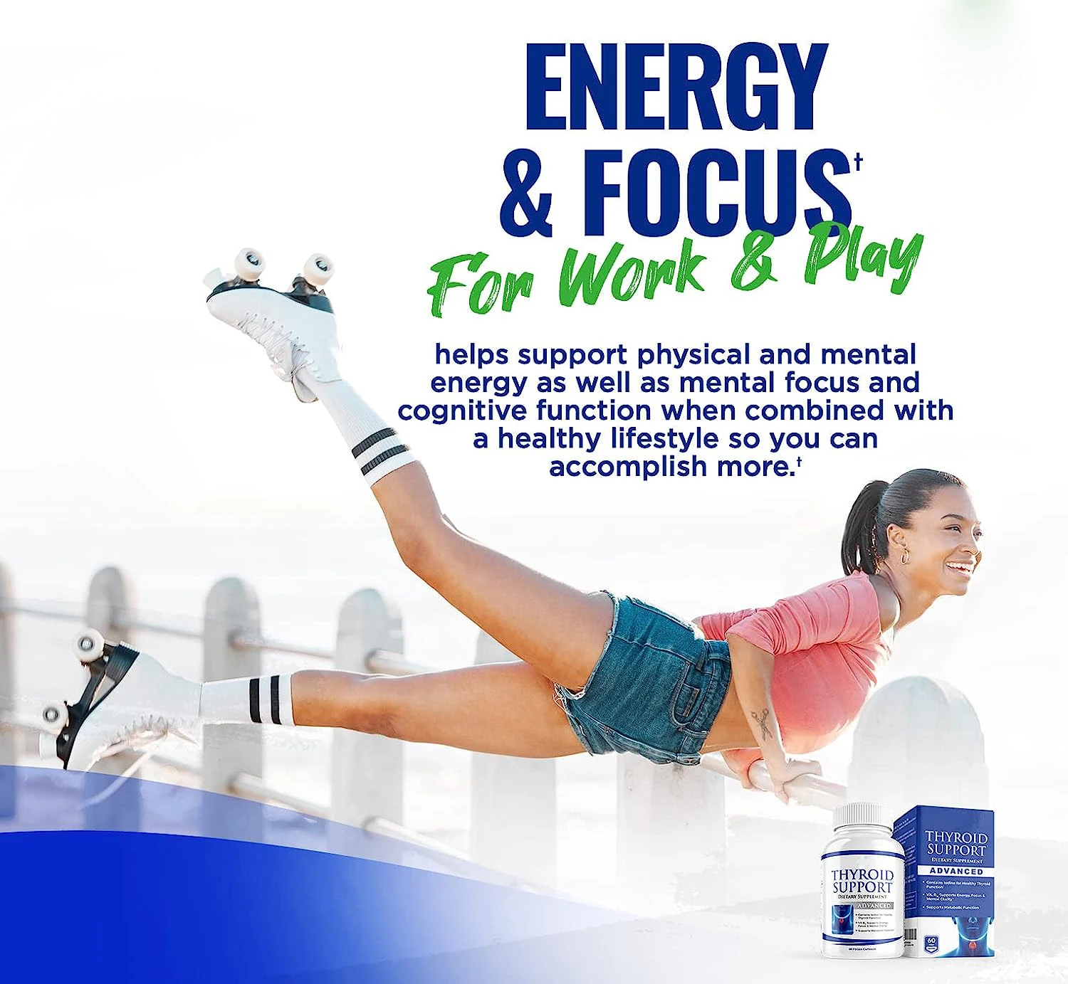 Thyroid Support Supplement with Iodine,Energy Focus Support Formula Vitamin B12 Complex, Zinc, Selenium, Ashwagandha, Copper