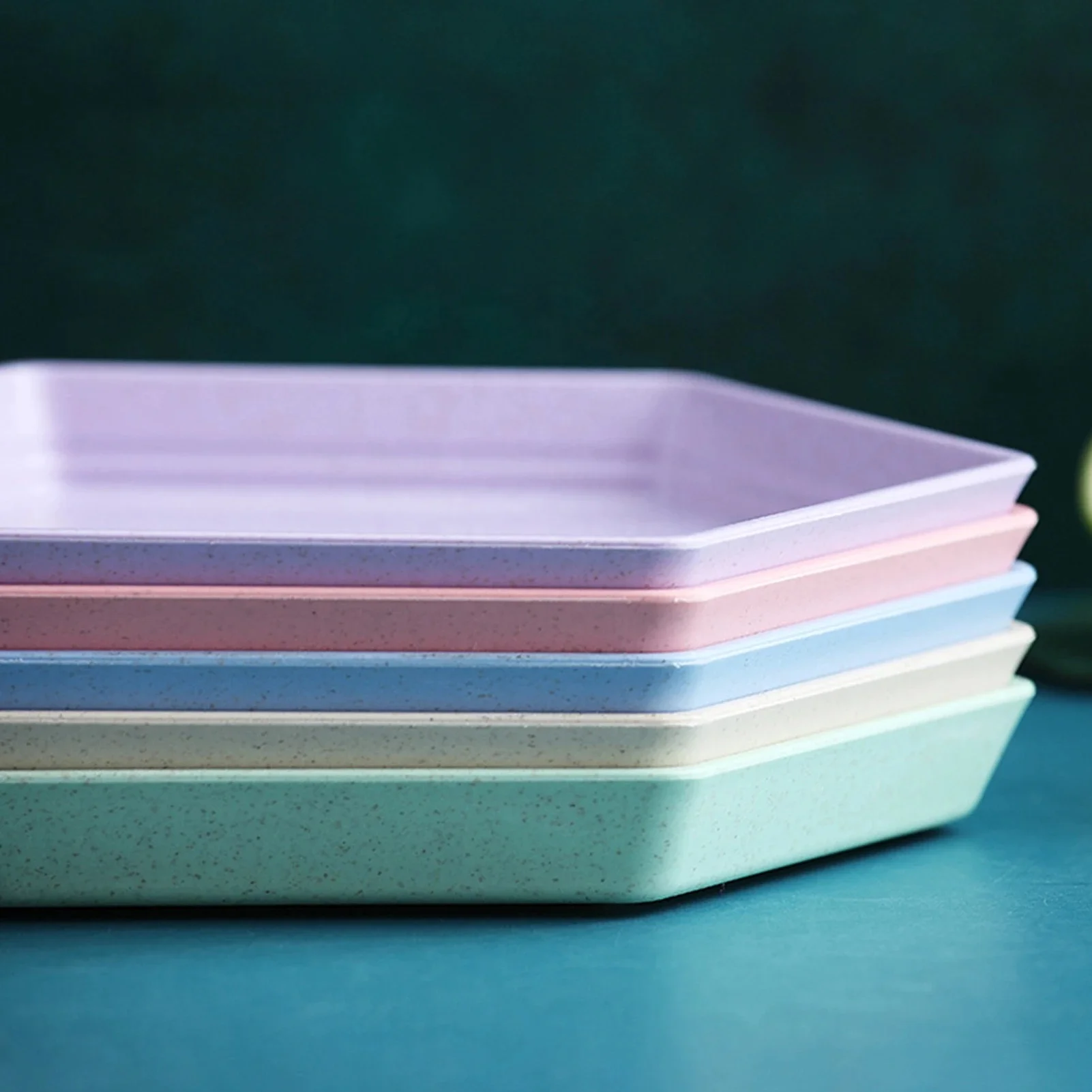 Hexagon Party Dessert Snacks Melon Seeds Wheat Straw Thicken Tray Fruit Plate Dishes Lunch Box