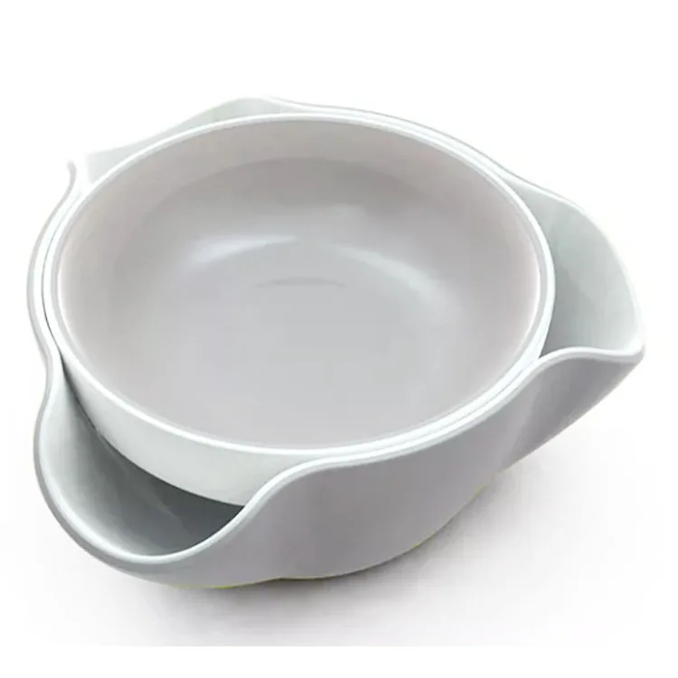 Melamine double dish pistachio nut bowl and snack serving bowl with shell storage