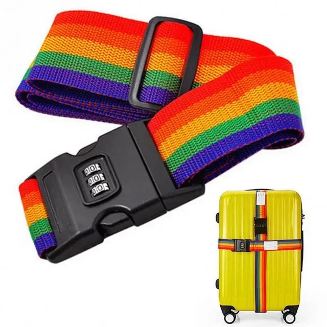 Luggage Strap Cross Belt Packing Adjustable Travel Suitcase Nylon 3 Digits Password Lock Buckle Strap Baggage Belt
