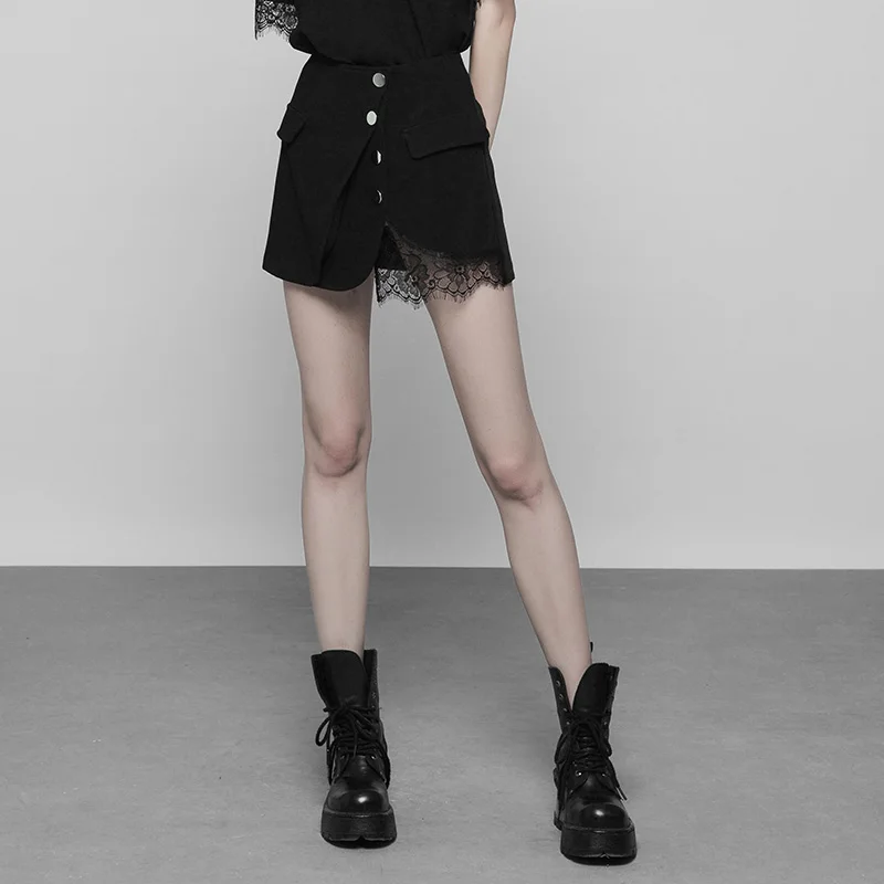 
OPQ-356 PUNK RAVE Black Casual Skirt Denim Skirt PUNK STYLE Trumpet / Mermaid Handsome a Line Lace Women Adults Mini Plus Size 