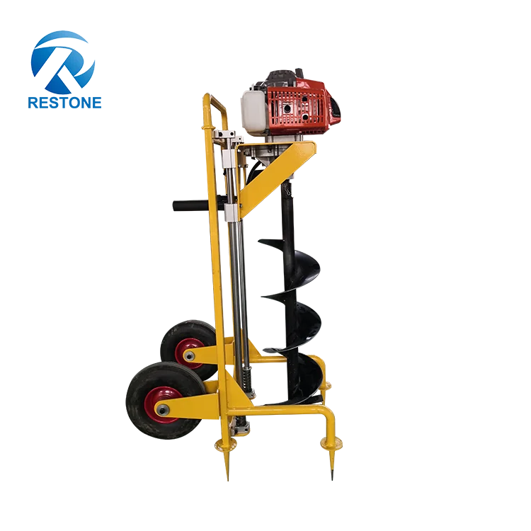 Portable Gasoline hand earth auger drill  tree planting hole digger