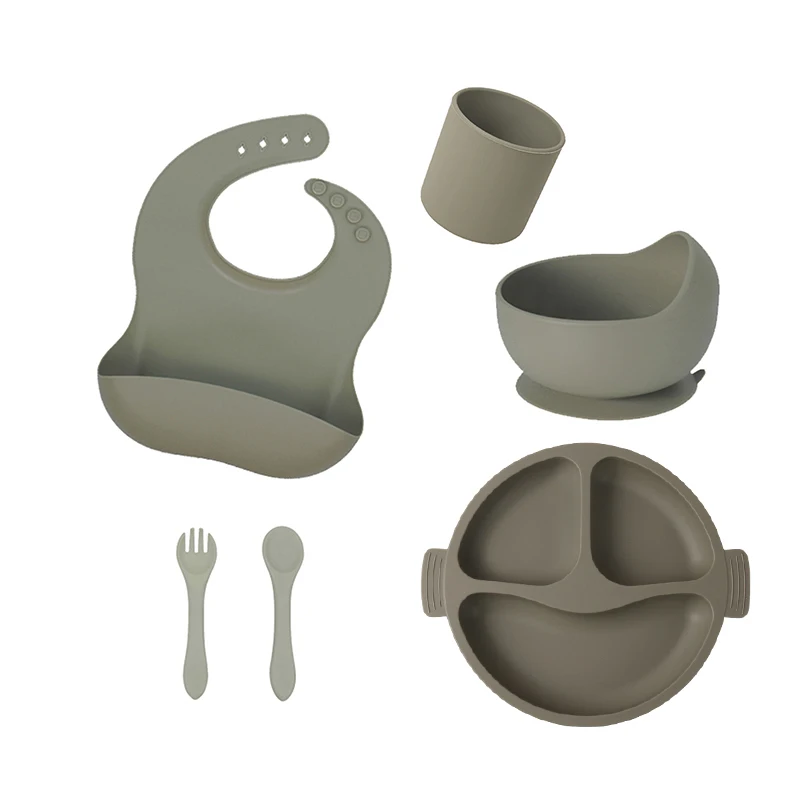 2024 Trending Baby Weaning Bib Plate Fork And Spoon Bowl Cups Other Baby Supplies Products Silicone Baby Led Weaning Feeding Set