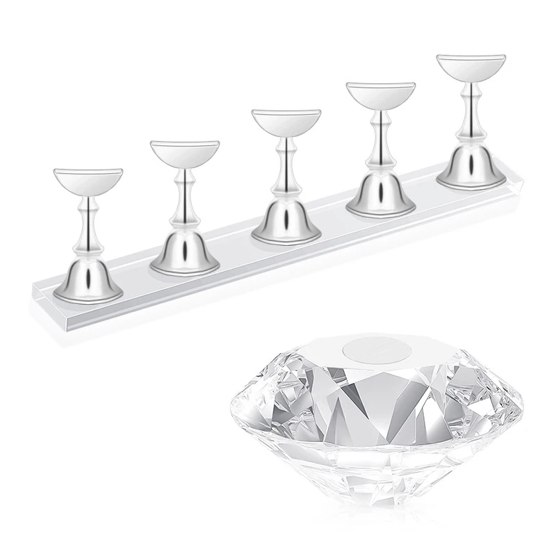 2022 Wholesale nail art training practise diamond nail tips stand holders acrylic magnetic false nail tip display holder