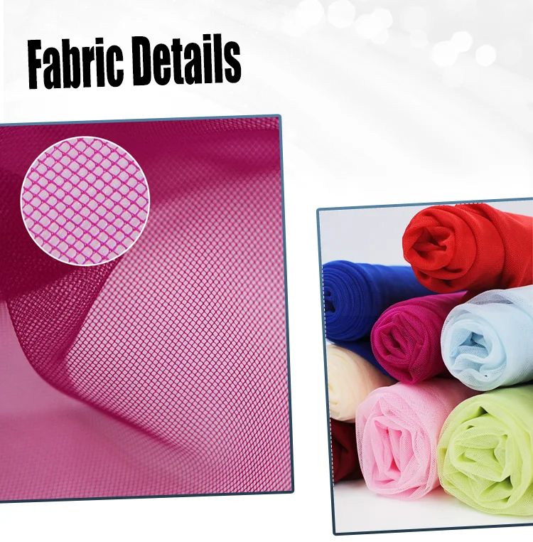 Low Price Breathable Rhombus 100% Polyester Roll Soft Mesh Tulle Fabric For Swimwear