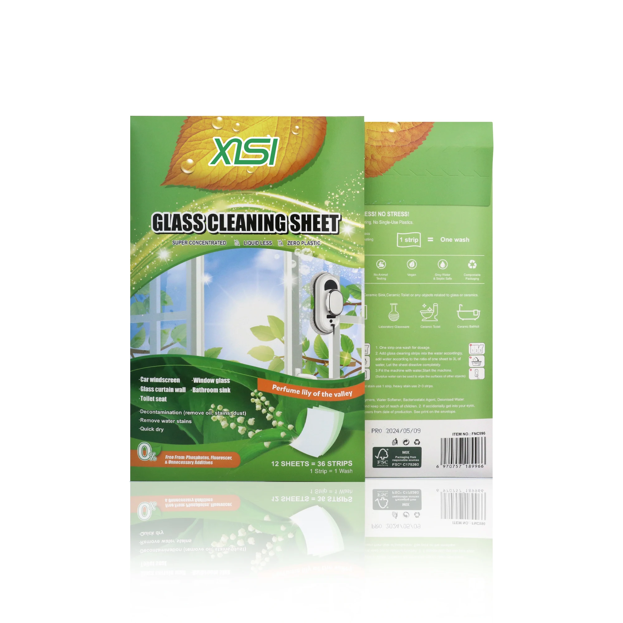 XISI Eco-friendly Glass Cleaner Sheet For Window Glass Cleaning