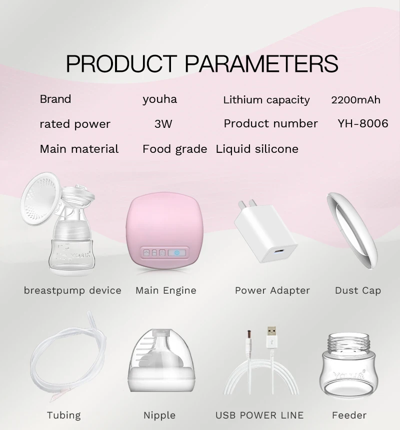 YOUHA Pink LED  breast pump electric