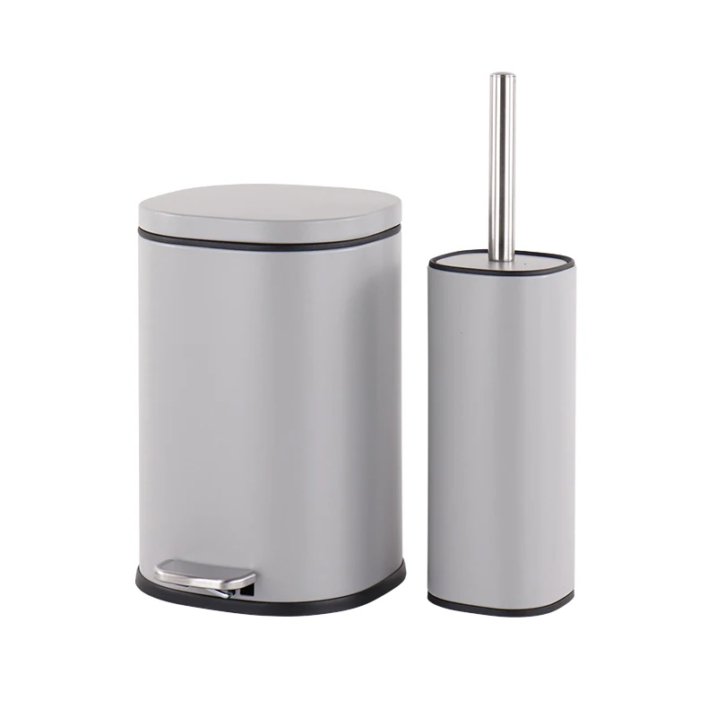 Stainless steel 5L soft close pedal bin and toilet brush set colorful 5L bathroom trash bin set