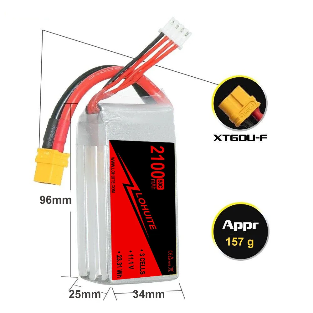 11.1V 3s  Airsoft Battery 2100mAh Rechargeable RC Hobby LiPo Battery Mini Tamiya Plug