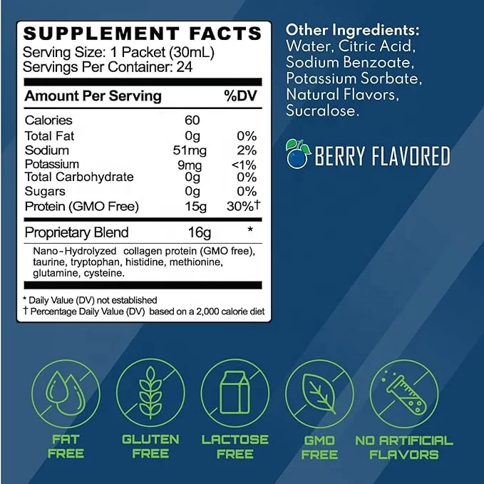 Post Workout 22 Amino Acids Concentrated Complete Hydrolyzed oral liquid collagen Protein Shots