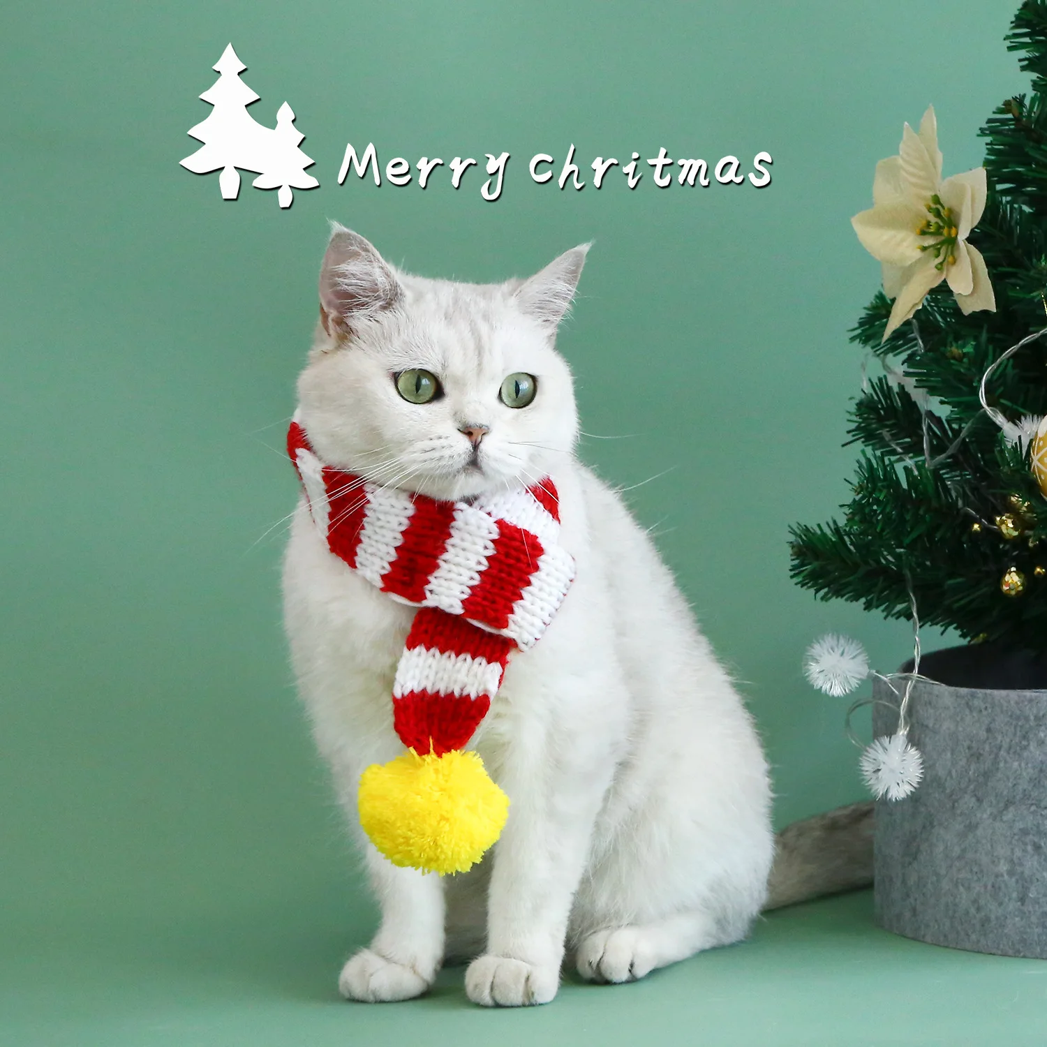 Christmas new fashionable cute pet scarf pet scarf cat dog pet knitted scarf