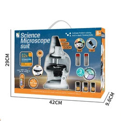 STEM Science Experiment Microscope  Kit Lab 200X 600X 1200X School Science Educational Toy Refined Biological Microscope For Kid