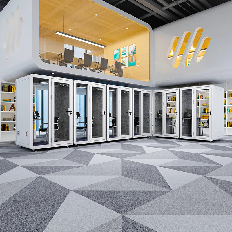 Modular Shared Privacy Acoustic Mobile Movable Silence Soundproof Phone Booth Commercial Soundproof Office Pod