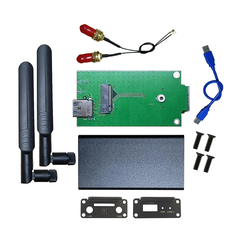 M.2 Modem shell Case M.2 to USB 3.0 Adapter Board + Quectel EM05-E/ EM06-E 4G IoT Module With Antenna Transfer Cable