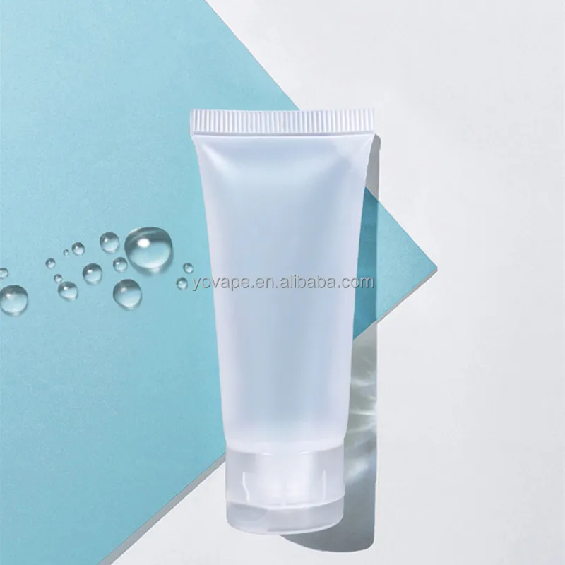 Soft transparent plastic cosmetics tubes refillable toothpaste facial cleanser button hand cream hair conditioner tube with caps