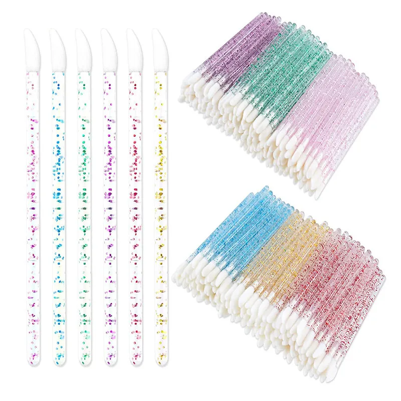 wholesale quality micro cotton  lip balm brush  applicator sparkle glitter swab