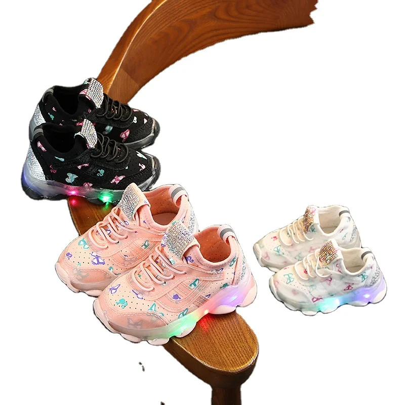 2021 Hot Sale Children Light Sport Shoes Baby Kids Led Flashing Shoes Boys Girls School Walking Shoes Glowing Sneakers