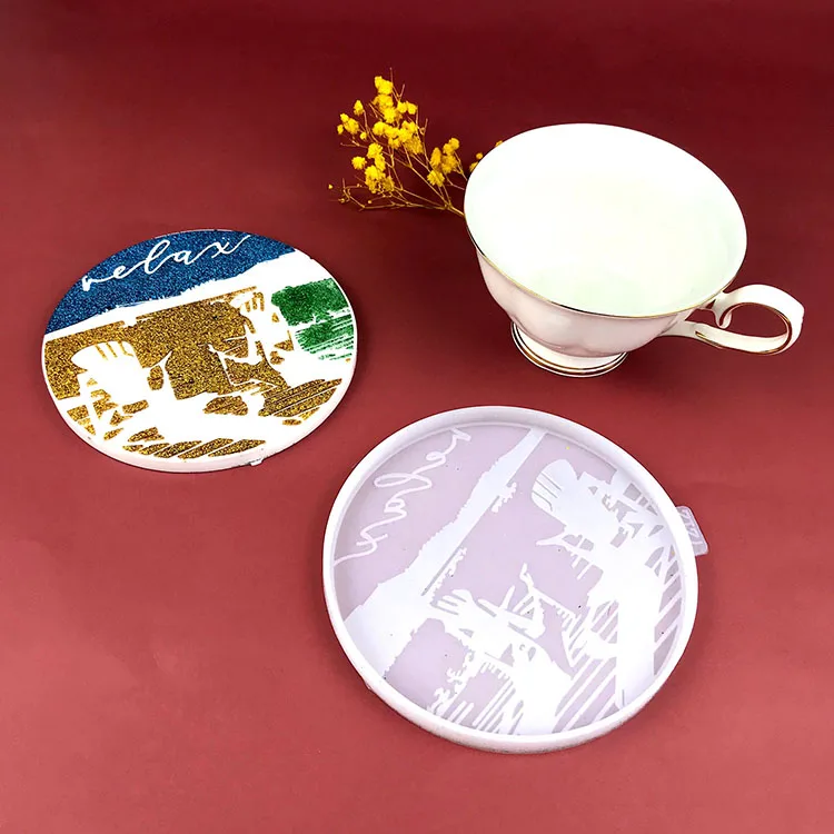 YS Lake View Coaster Plaster Mold Round Storage Agate Tray Silicone Making DIY Craft Glossy Tray Candle Mould Home Decor Tools