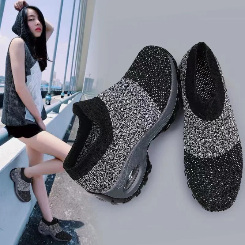 Women's Shoes Air Cushion Flying Woven Sports Shoes Foot Socks Shoes Sneakers EVA PVC Overseas Hot Style Sale Large Size OEM
