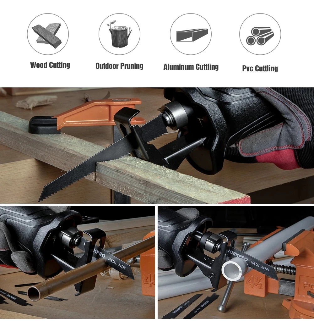 JSC 750W Electric Reciprocating Saw Tools for Metal Wood Cutting Electric Machine with Saw Blades
