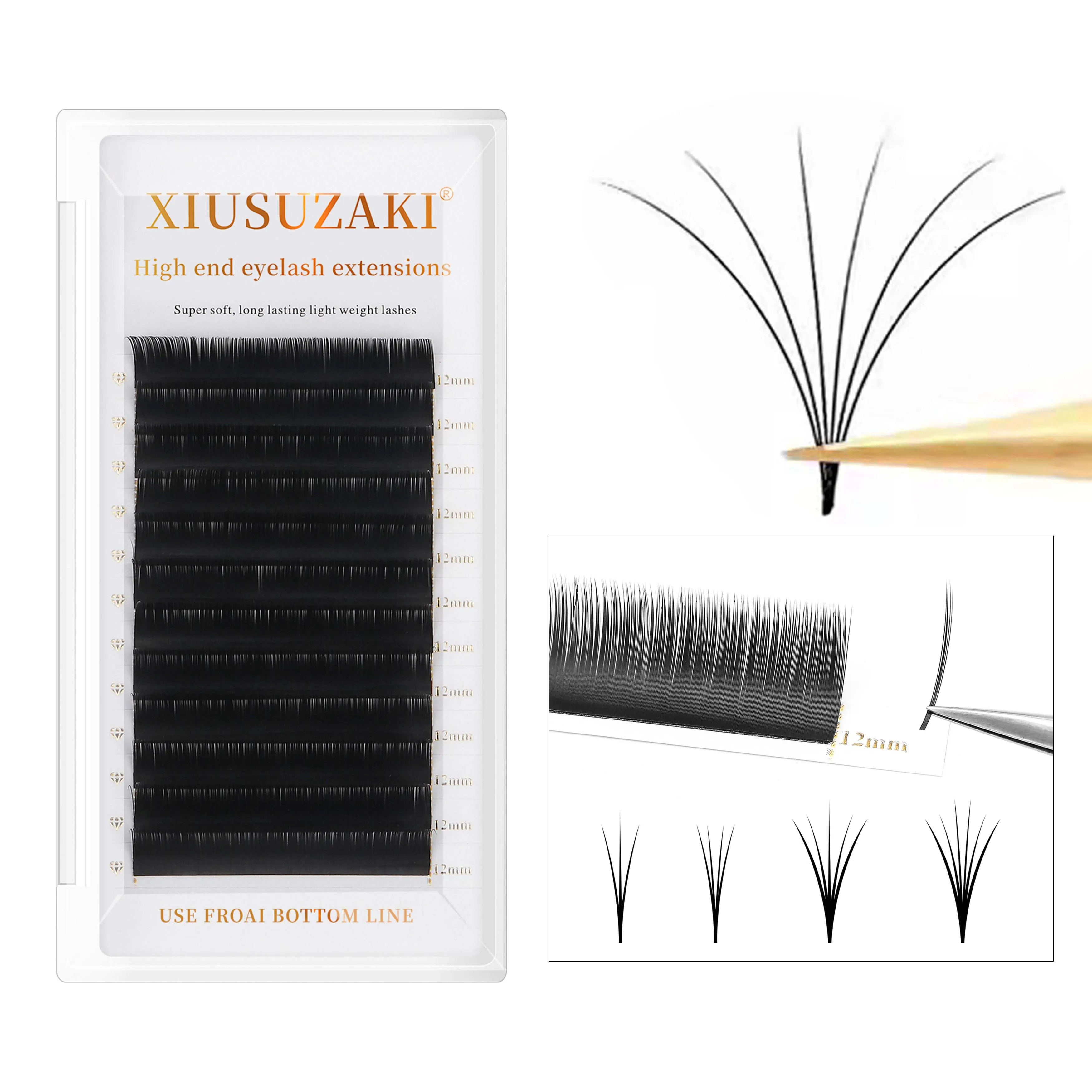 XIUSUZAKI Wholesale  Fast Bloom Flowering Easy Fan Auto Eyelash Extension Supplies Handing Making Camellia lash extensions