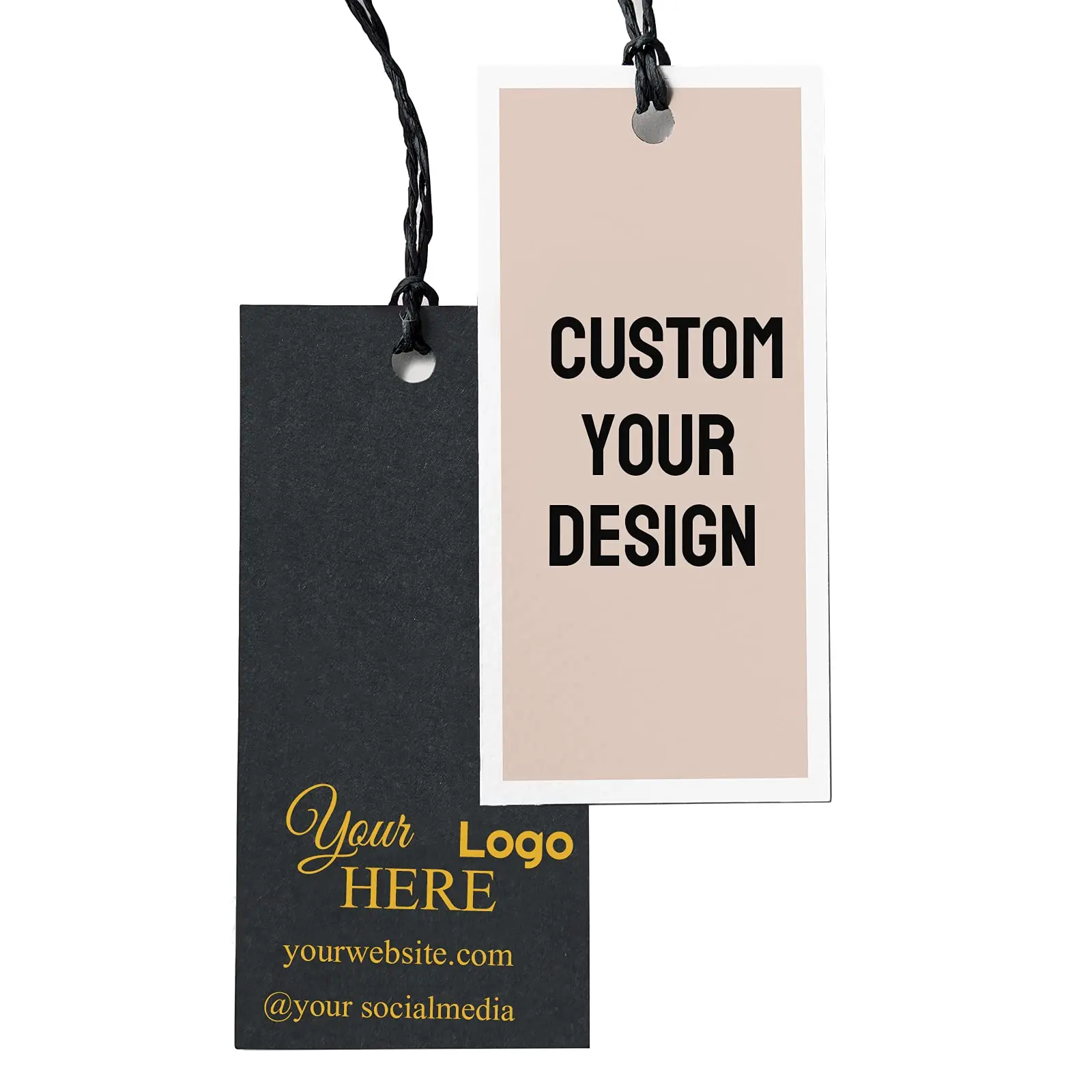 Custom hang-tag string embossed LOGO gold foil printing hang tag Printed Label with String hang