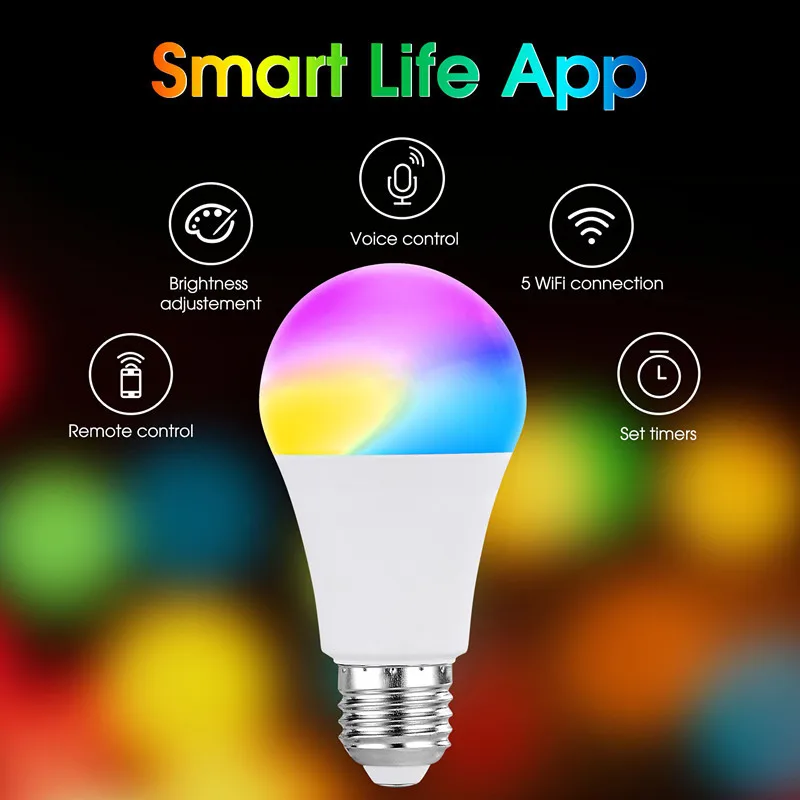 9 Вт музыкальная rgb tuya умная wifi лампочка светодиодная с Bluetooth WiFi