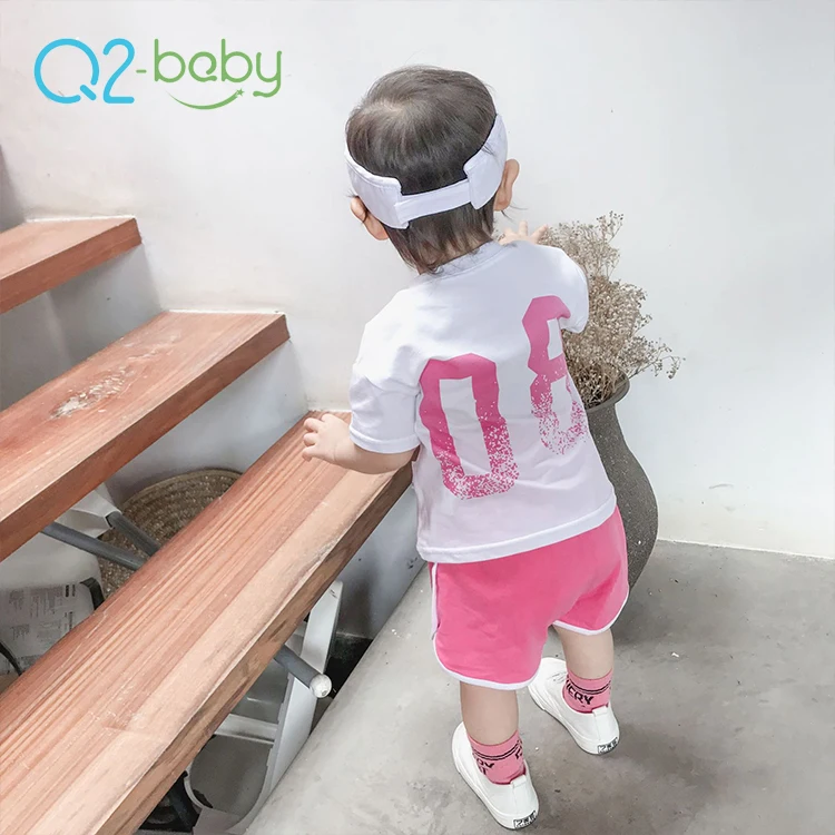 Q2-baby Newborn Clothes Sleeveless Cotton T Shirt  + Shorts Girls Boy Clothing Set