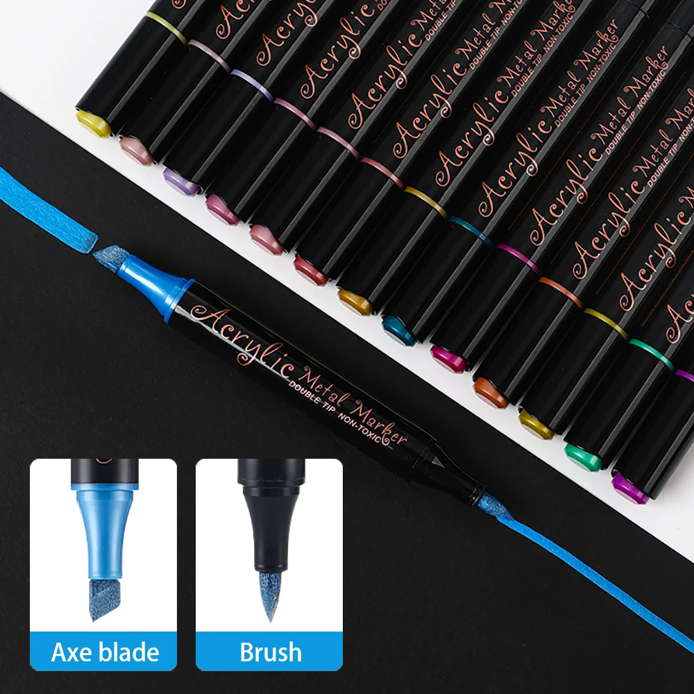 Hot Sale 24 Ink Color Dual Point Art Marker Pen High Quality Plastic Fiber Permanent Marker