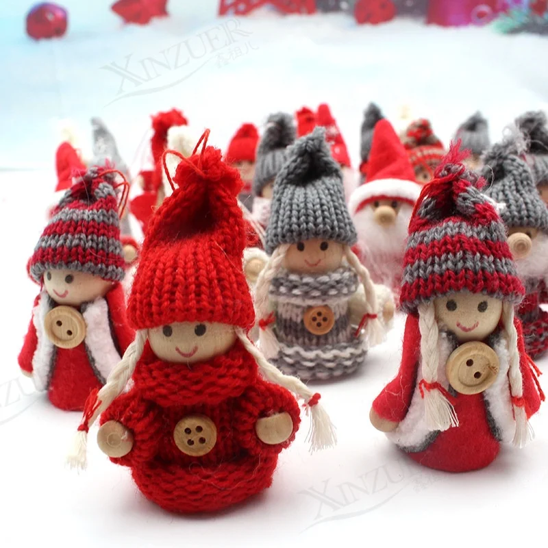 New Arrivals Christmas Wooden Toys Mini Dolls Plush Gnome Santa snowmen Gifts Products Christmas Tree hanging Ornaments