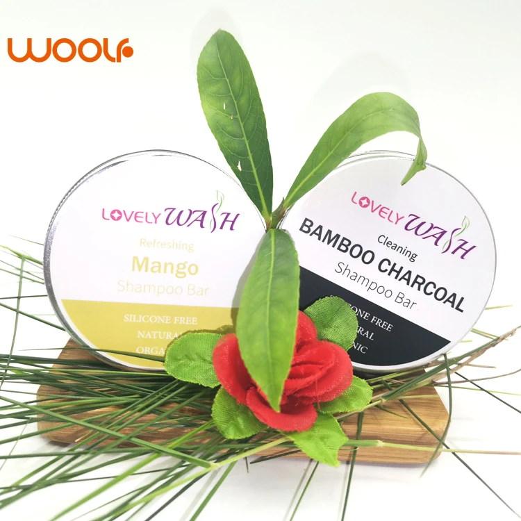 Woolf Natural Bamboo Charcoal Organic Shampoo Bar High Moisturize Make Hair shiny and Soothing  the scalp