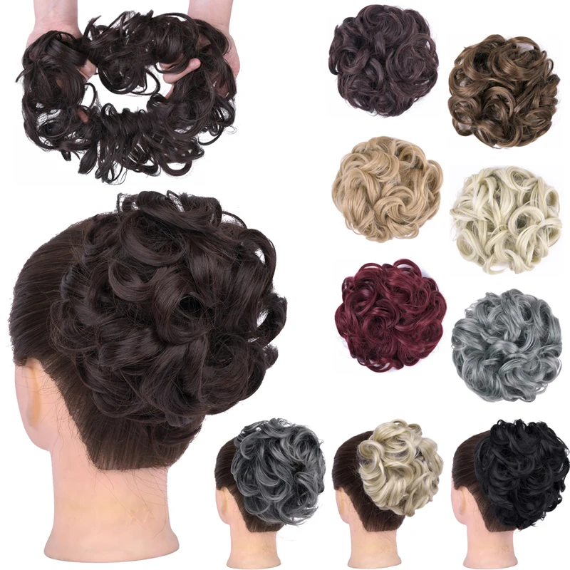 75g Curly Chignon Messy Hair Bun Elastic Hair Accessories Wrap Ponytail Hair Tail Updo Fluffy Hairpieces Heedwear For Women