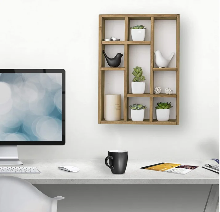 Movable Wall-mounted wood multi-compartment wall lock rank for home decor wooden floating shelves for wall decor