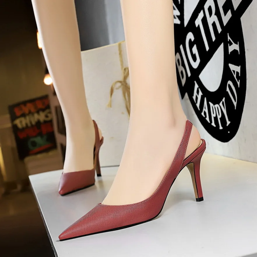 
Plus size China factory Wholesale price PU upper 8 cm high heels high heel shoes 
