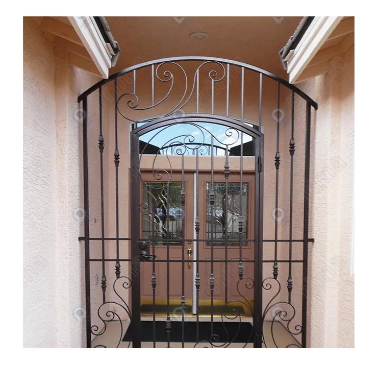 Prima Factory price Exterior Double Front Entry Door Wrought Iron With Handle Door Wrought Iron Wrought Iron Door