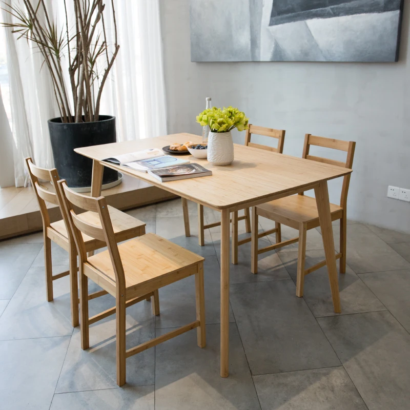 BAMBKIN Bamboo Dining Table Square Furniture Room Dining Table Set
