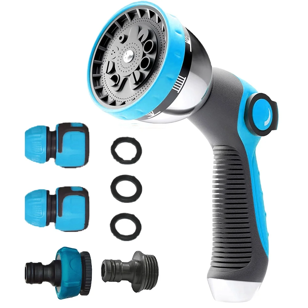 Прямая продажа с завода, Металлическая насадка для садового шланга, водяной пистолет, 10 функций, садовая насадка для распыления воды с быстроразъемным соединителем для сада