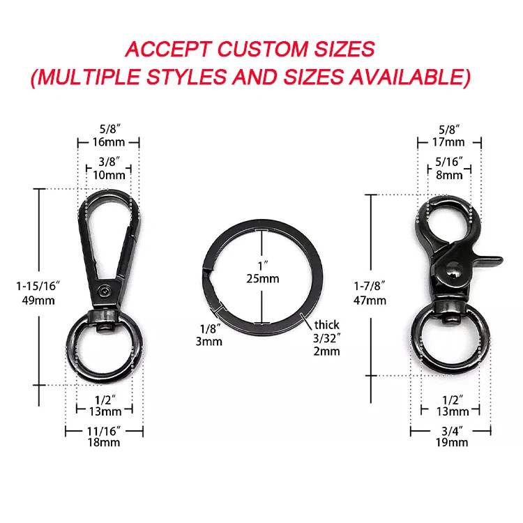 Custom Diy Zinc Alloy Stainless Steel Gold Silver Metal Key Ring Swivel Trigger Clips Clasps Hook Lobster Claw Clasp Keychain