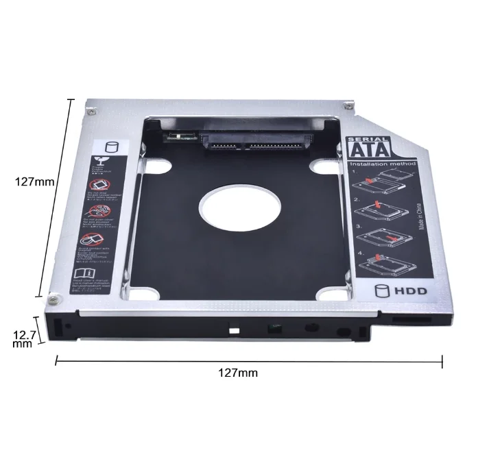 2ND HDD Caddy 9.5mm/12.7mm Optibay SATA 3.0 HDD Case/Enclosure Adapter DVD HDD Hard Disk For 2.5' SSD 2TB for Laptop
