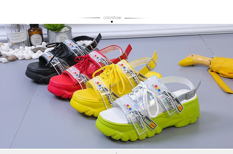 Summer Chunky Sandals Women Wedge High Heels Shoes Female Buckle Platform Casual Summer Sandals