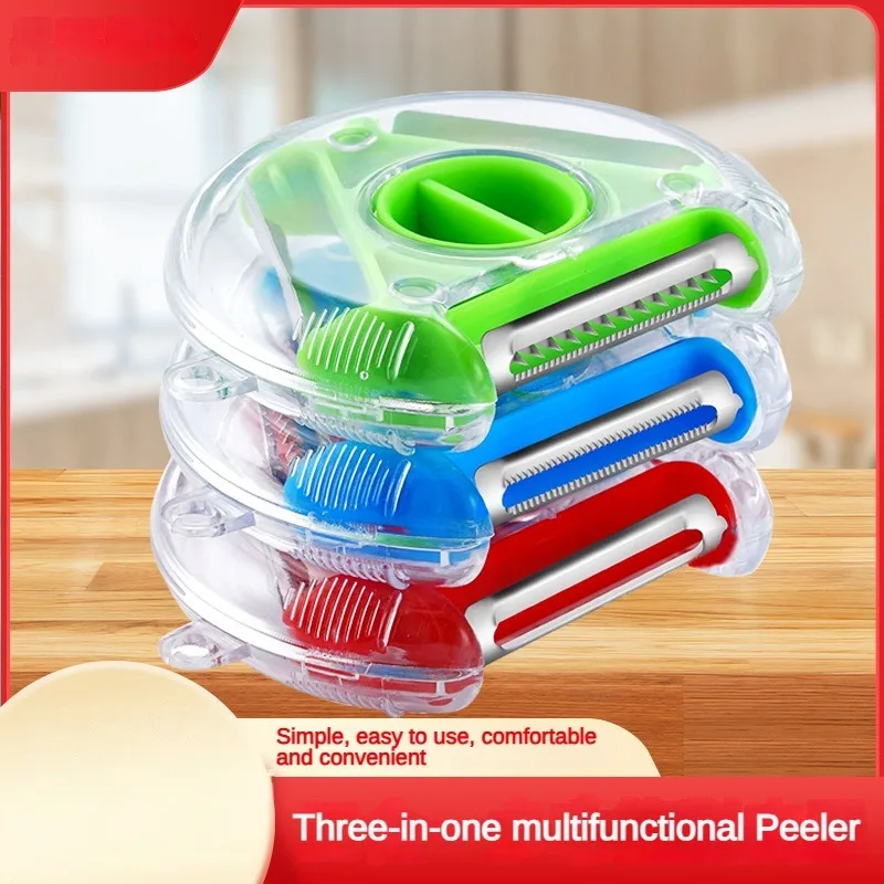 3 In 1 Multi-function Stainless Steel Magic Fruit And Vegetable Slicer, Potato Cutter And Peeler Kitchen Tool