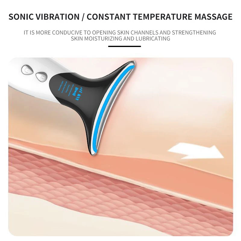 wholesale Heat Generated Sonic 3LED Light Neck Lift Device Vibration Wrinkle Free Device Anti-Aging Face Neck Massager